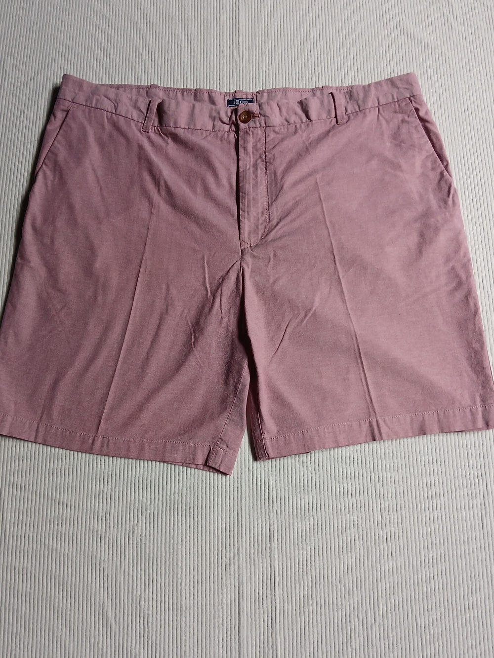 Izod Saltwater Pink Cotton Shorts, Size 44, 9” Inseam Flat Front, Preppy Casual